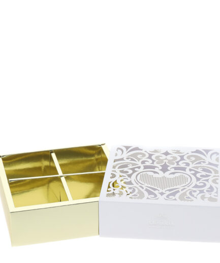 Hervit - Box Cartoncino Oro 12,5 x 12,5 x 4 Cm - Cuore