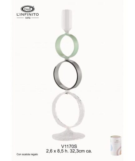 L'Infinito - Candeliere a Tre Cerchi in Vetro – H 32,3 cm