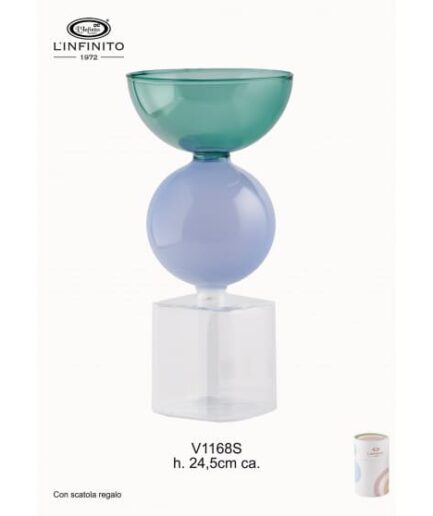 L'Infinito - Candeliere Elegante Giada Blu – H 24,5 cm