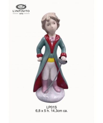 L'Infinito - Statuina del Piccolo Principe con Spada in Porcellana