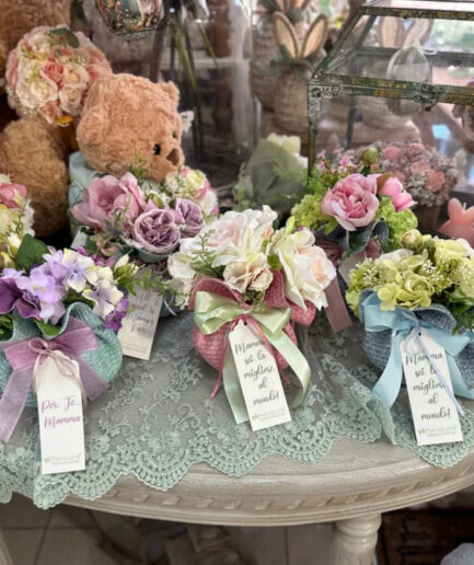 Fiori di Lena - Vasetto in Paglia con Fiori Tag e Nastri